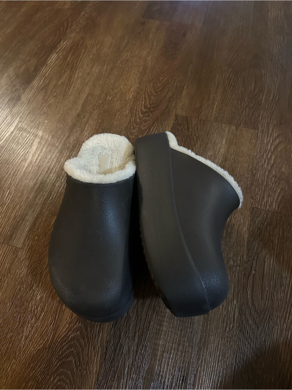 CROCS Classic Clog Lined Clogs in Dark Brown with Cream Lining